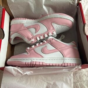 Nike Dunk Low GS in White and Medium Soft Pink